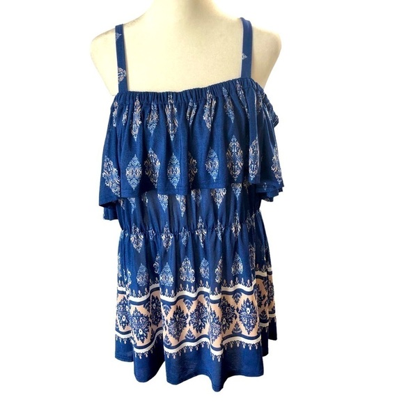 Ivy Rose Popover Top Off Shoulder with Straps Women 2X  Royal Blue - Picture 1 of 10